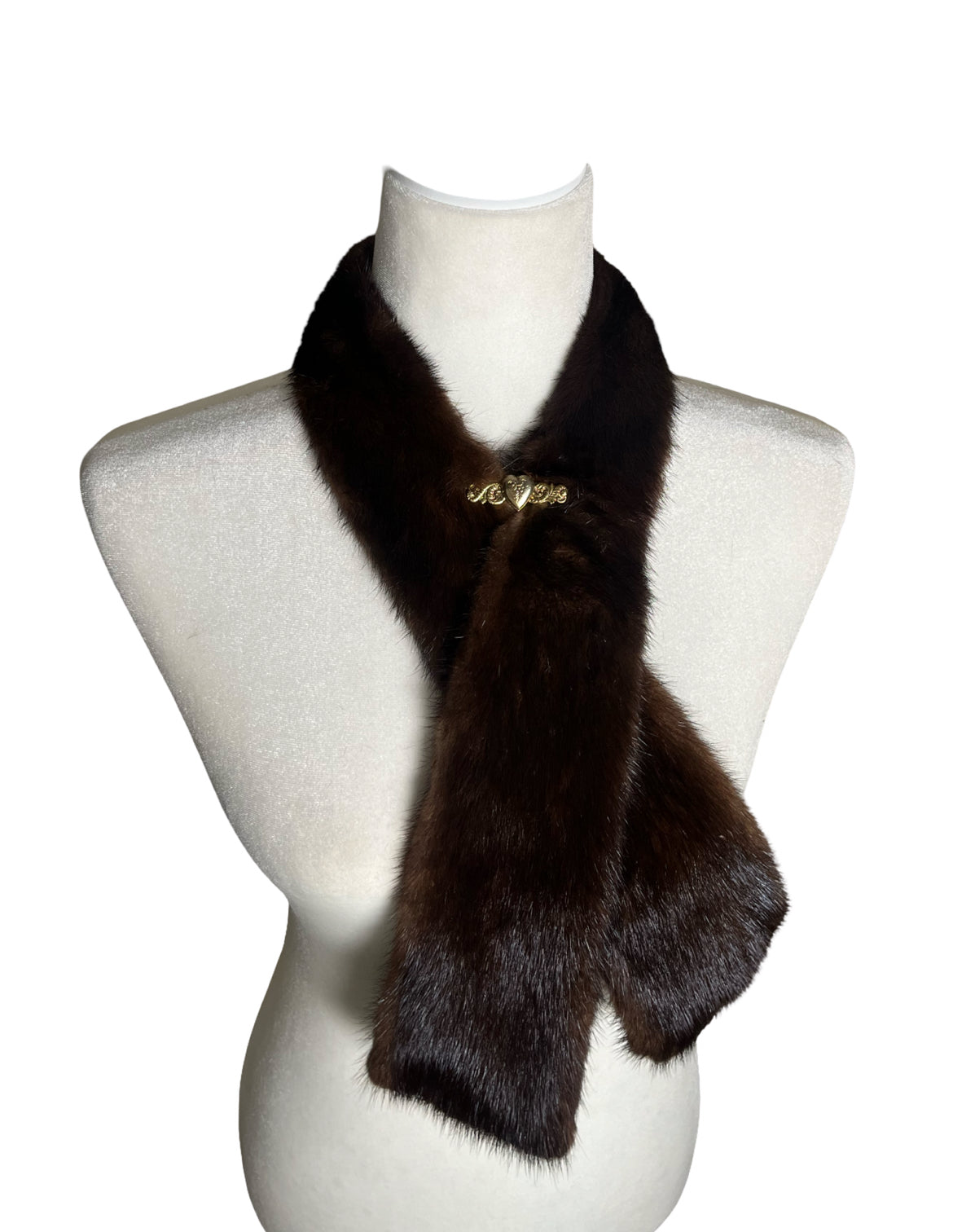 close to the heart|mink scarf with antique locket closure | one size