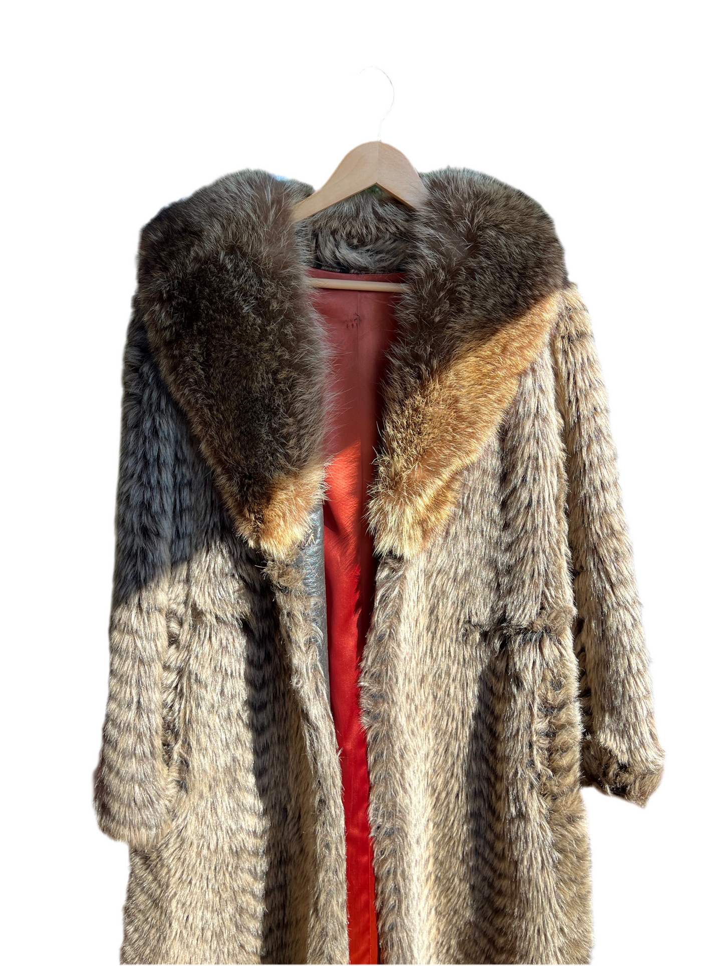 70s faux fur with fox fur collar | size M