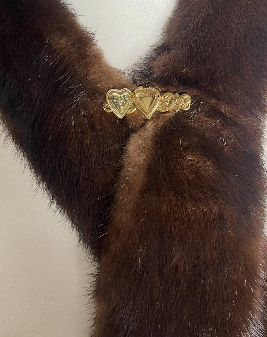 close to the heart|mink scarf with antique locket closure | one size