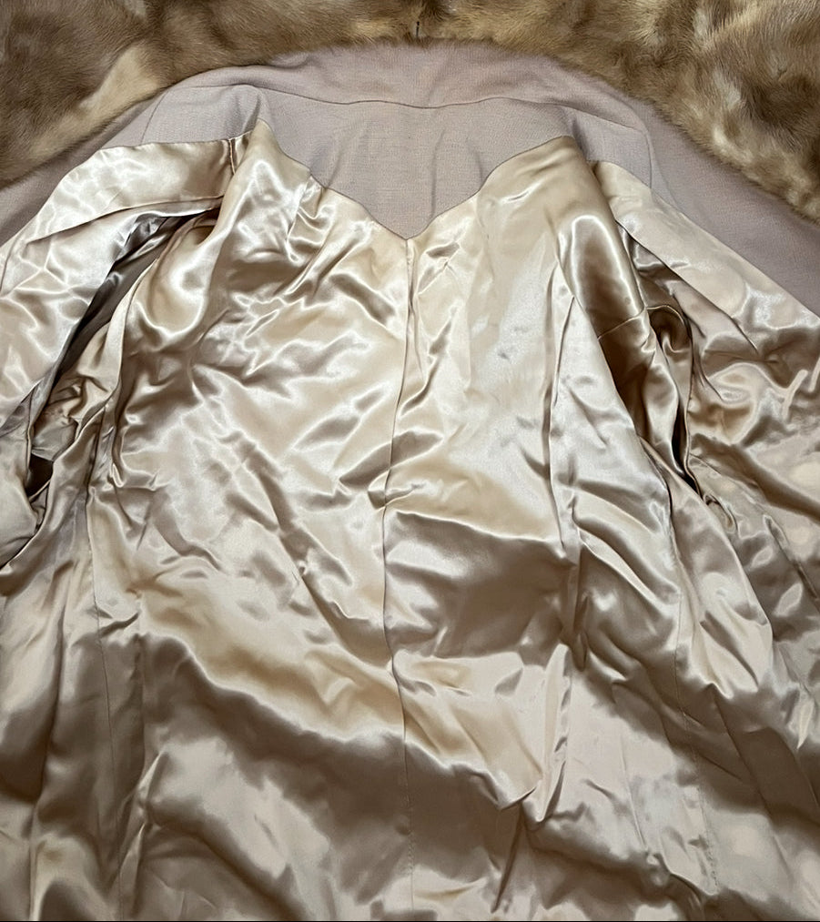 butterscotch overcoat| 70s cream belted coat | size M-L