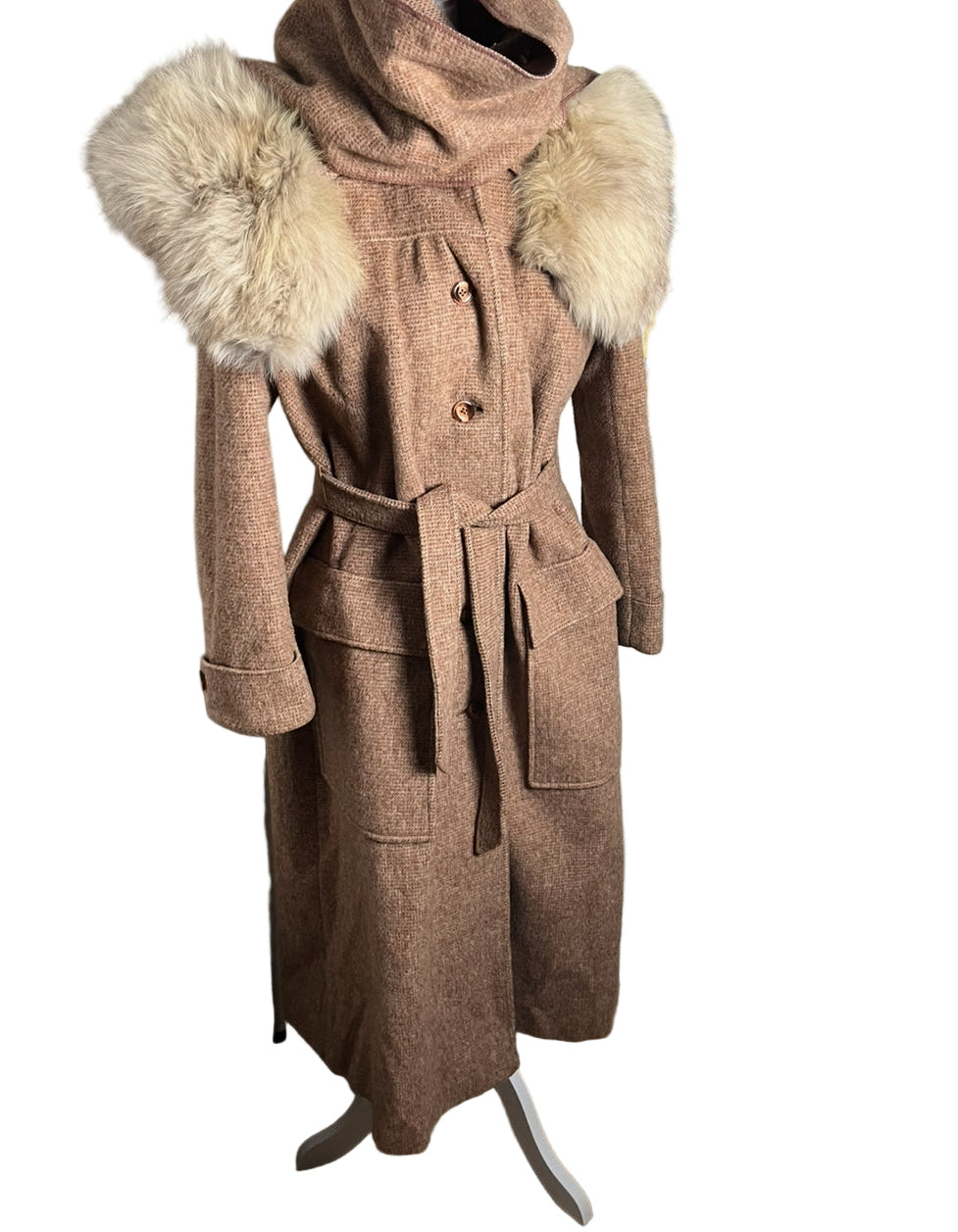 the ski chalet set| 70s full-length coat & scarf| size M-L