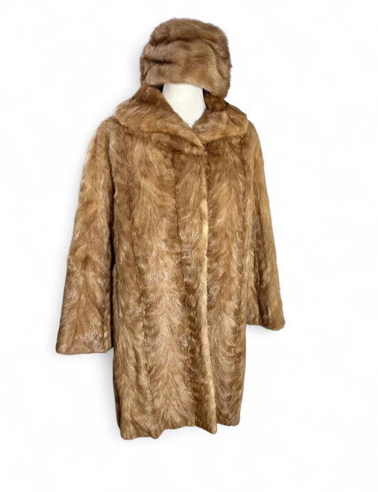 old hollywood mink coat & matching hat | size S