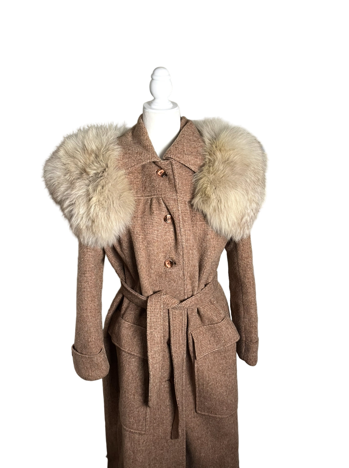 the ski chalet set| 70s full-length coat & scarf| size M-L
