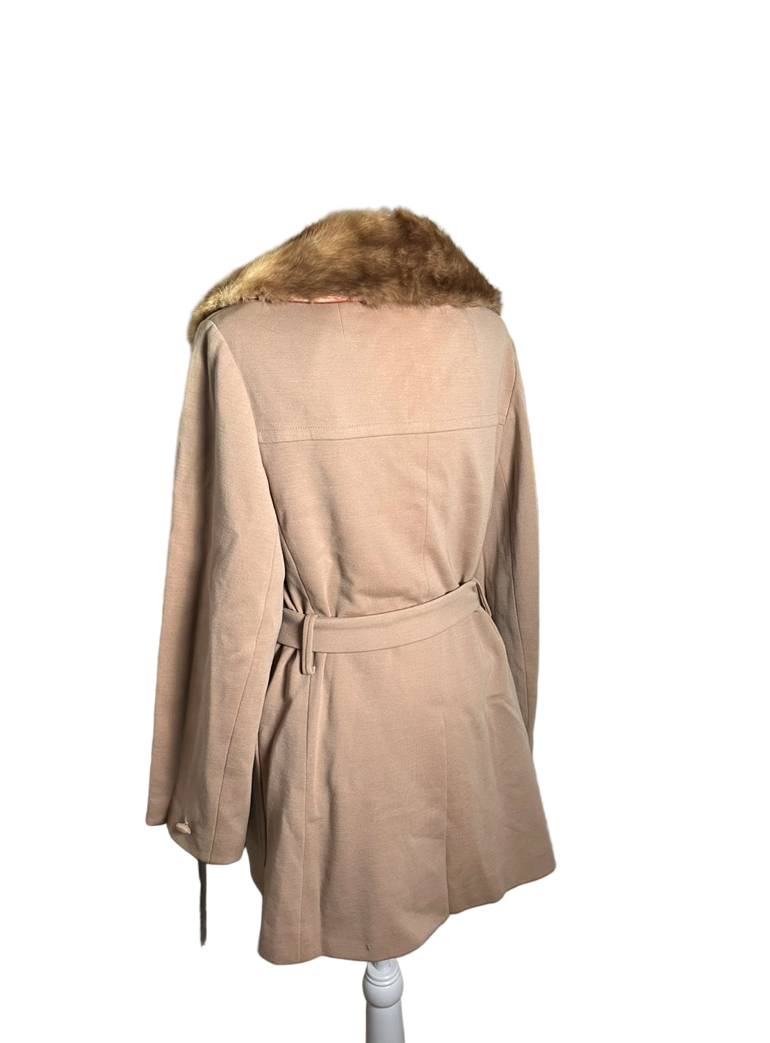 butterscotch overcoat| 70s cream belted coat | size M-L