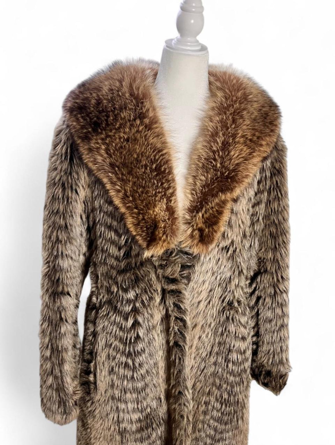 70s faux fur with fox fur collar | size M