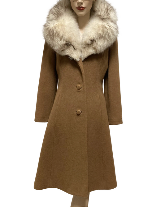 50s fox fur lined princess coat | size S