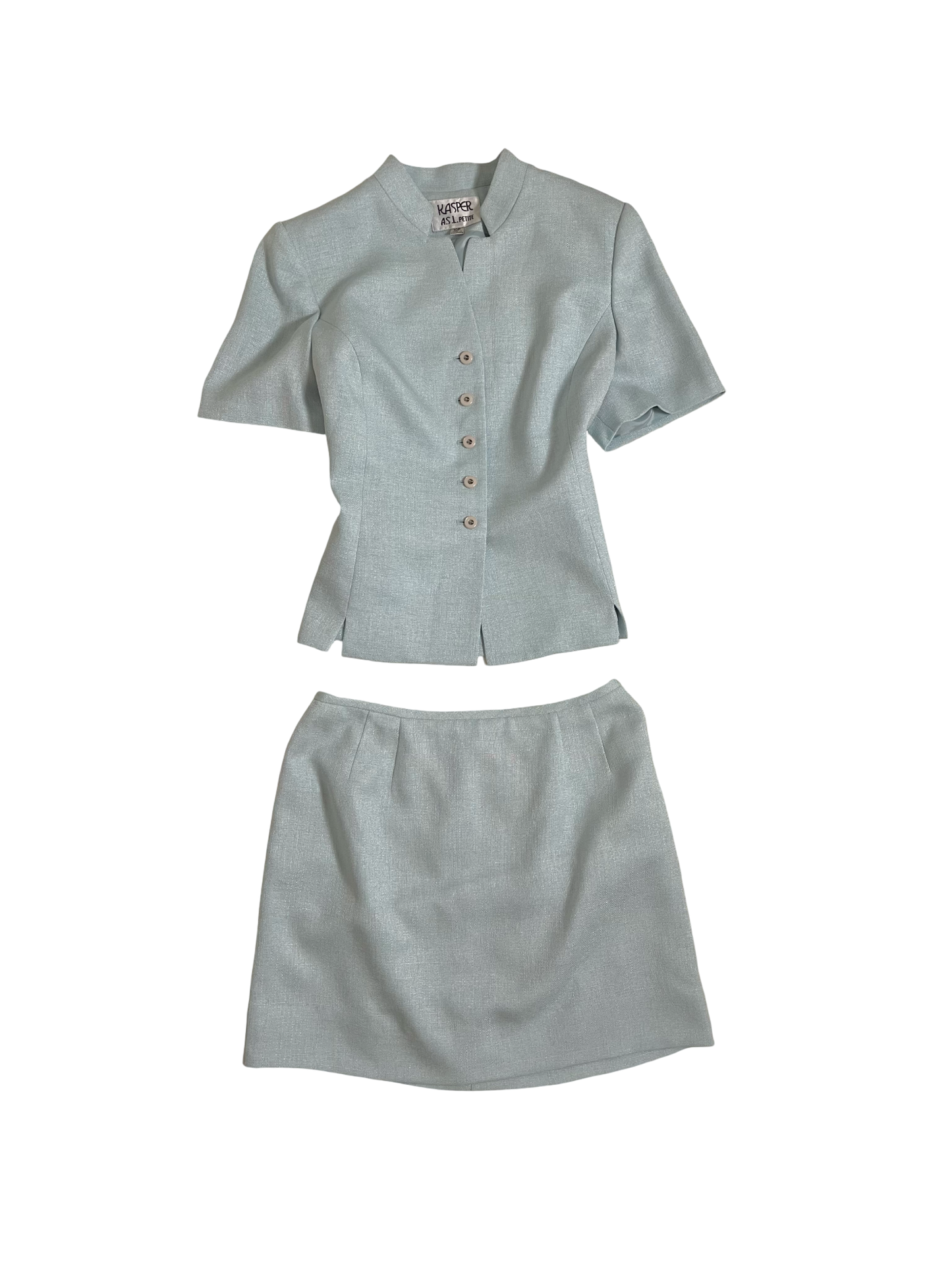 90s | powdered blue skirt set | M-L