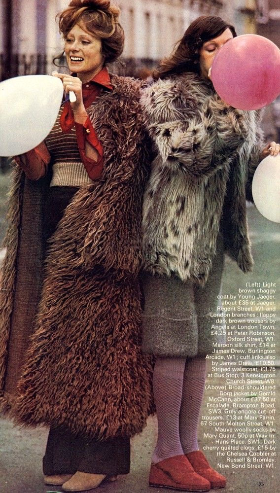 70s faux fur with fox fur collar | size M