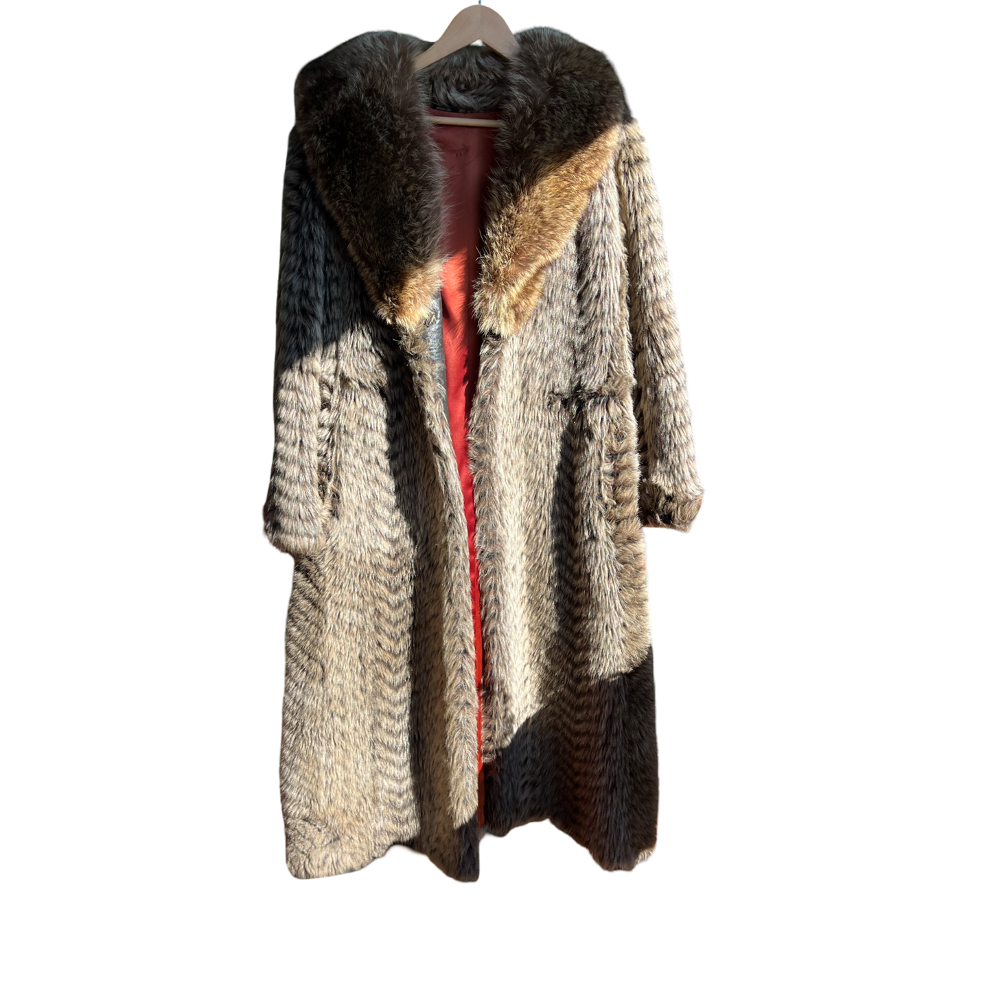 70s faux fur with fox fur collar | size M