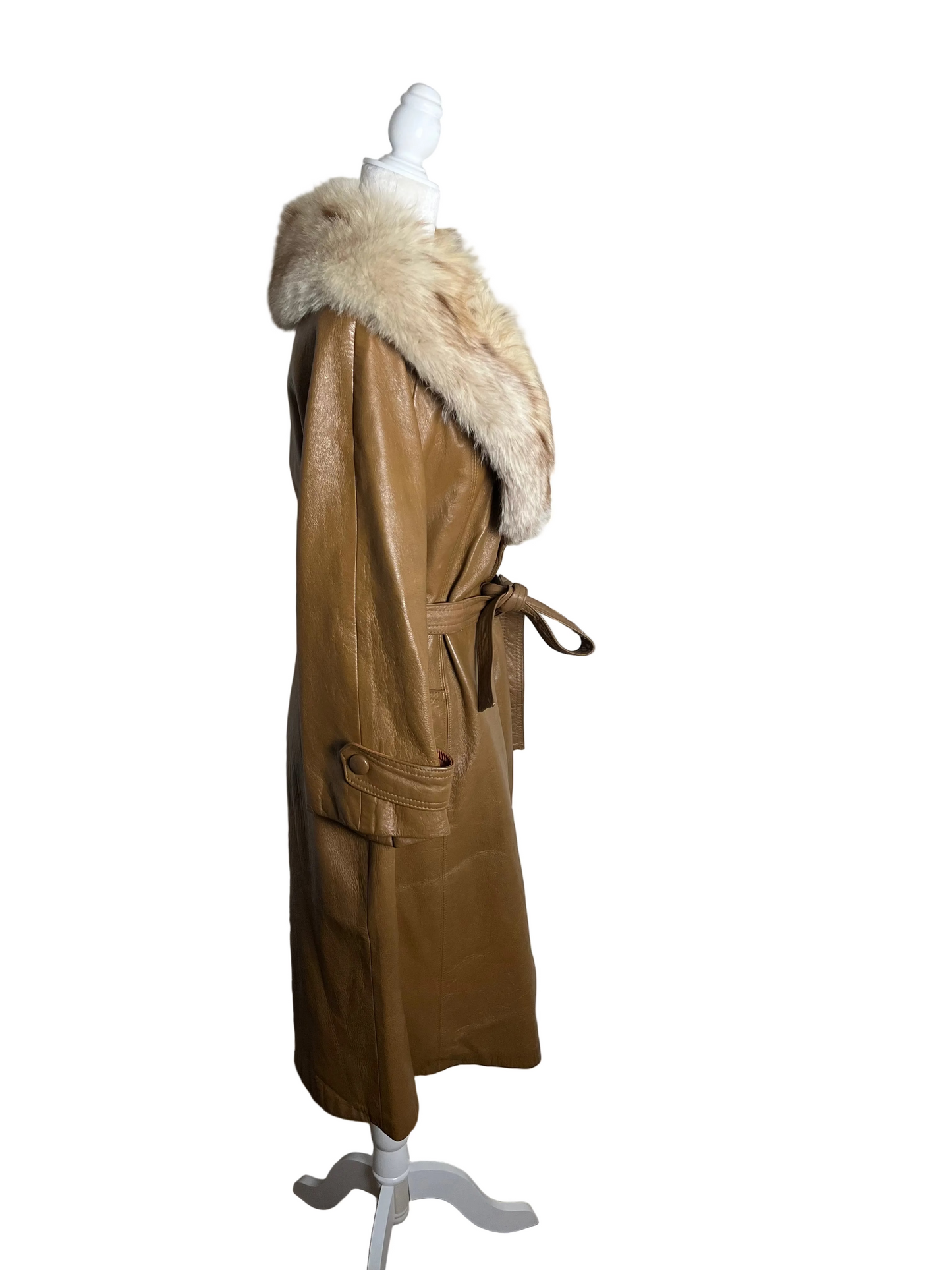 cognac leather & lynx| 70s | size M