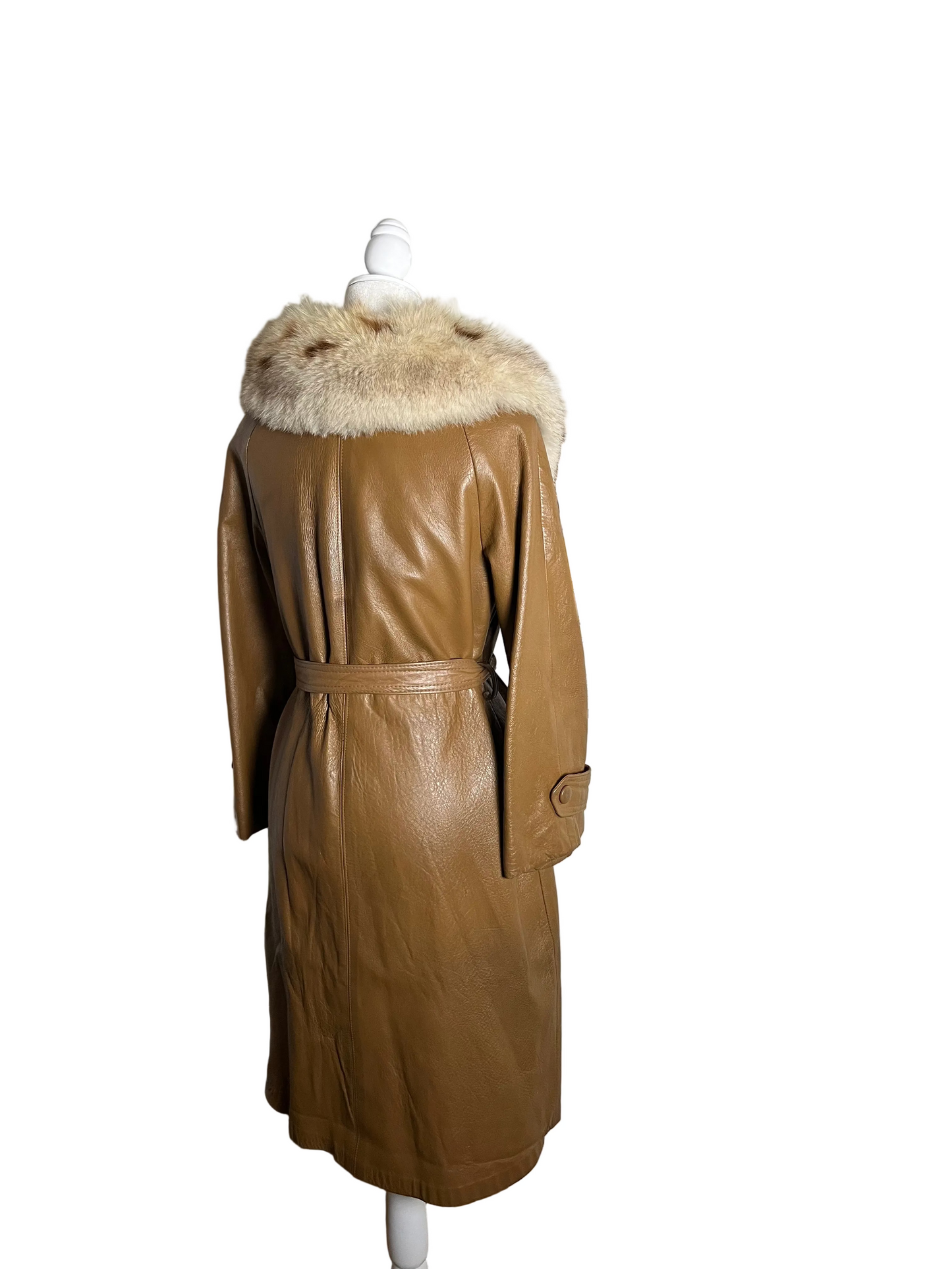 cognac leather & lynx| 70s | size M