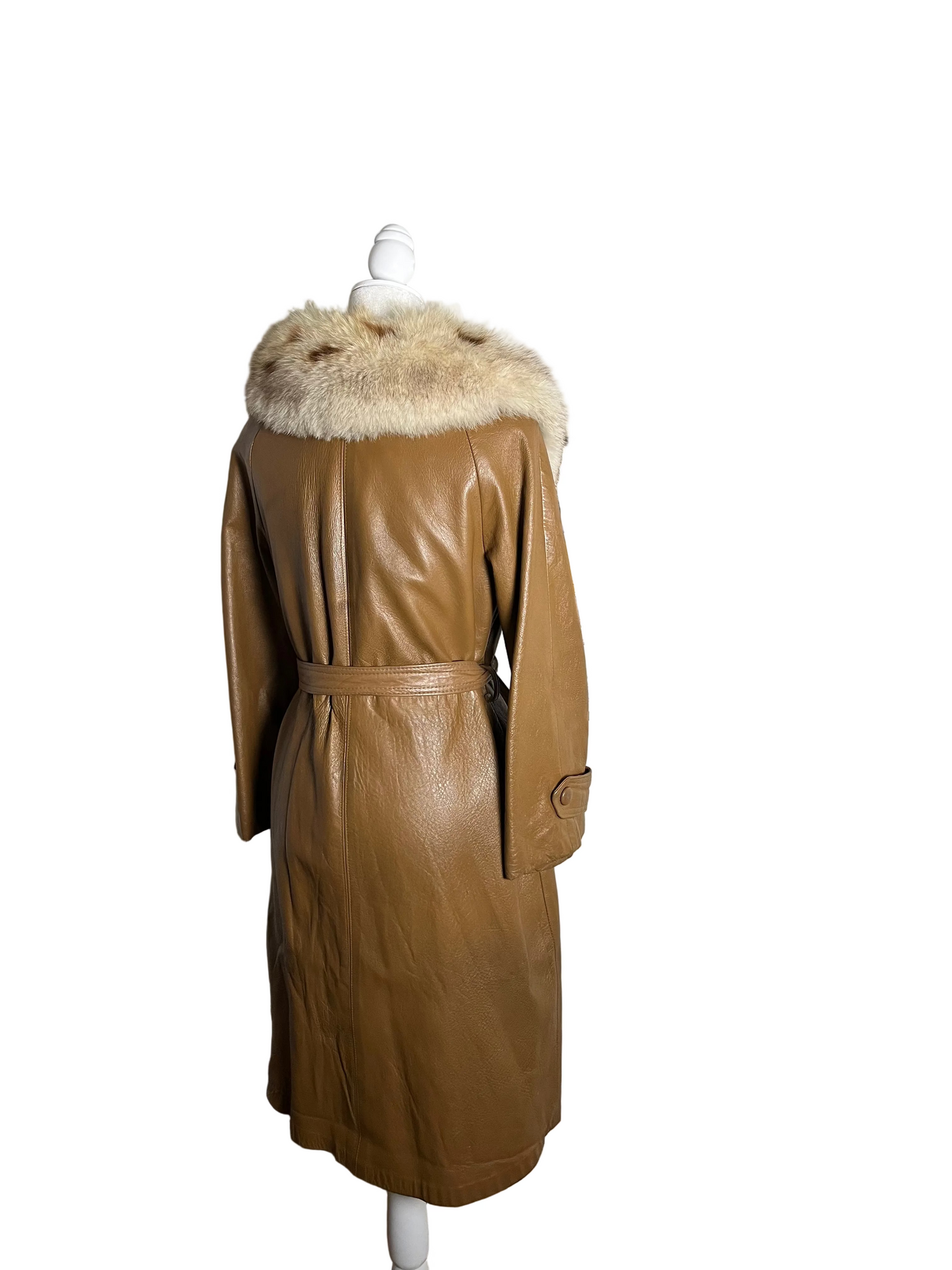 cognac leather & lynx| 70s | size M