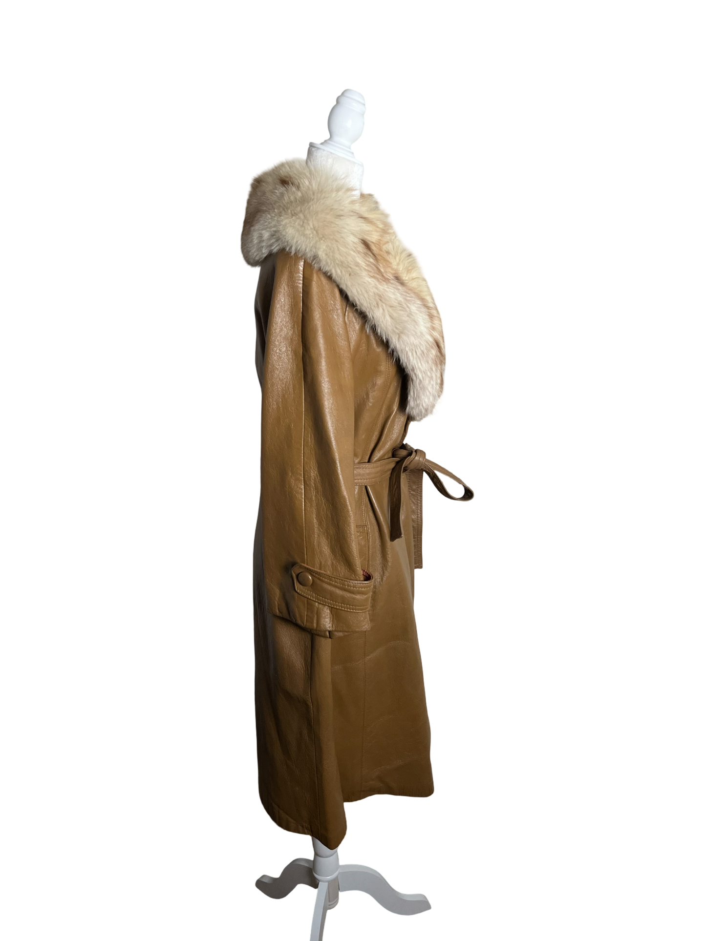 cognac leather & lynx| 70s | size M